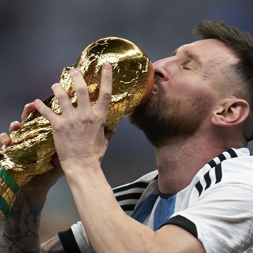 Messi winning his World Cup