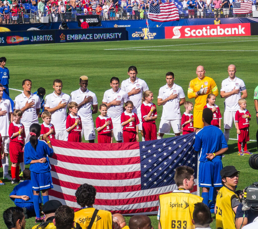 A picture of the US mens national team right before a game.